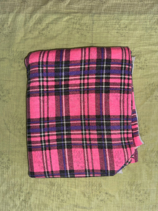 Pink plaid - brushed sweater knit